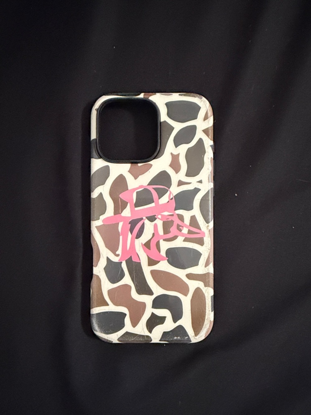 Leopard Print Phone Case with Pink Graphic Accent (Brown, Black, White)